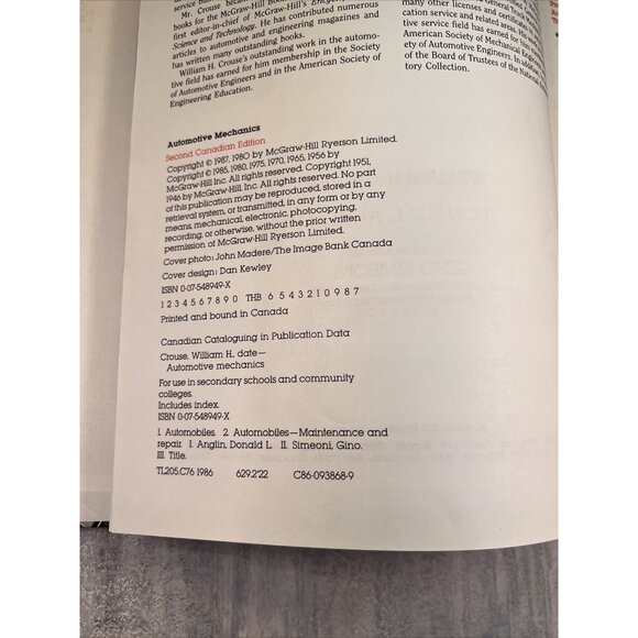 Automotive Mechanics Crouse And Anglin Second Canadian Edition Rare Hardcover - Picture 8 of 14